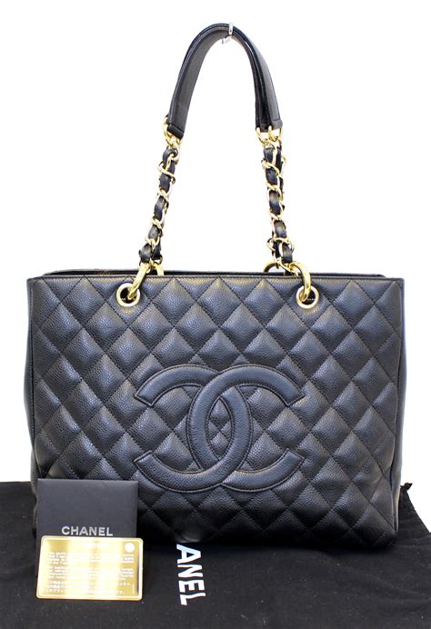 chanel black shopping bag|chanel tote shopper bag.